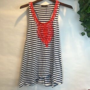 THML Striped  Tank top with Embroidery accent​